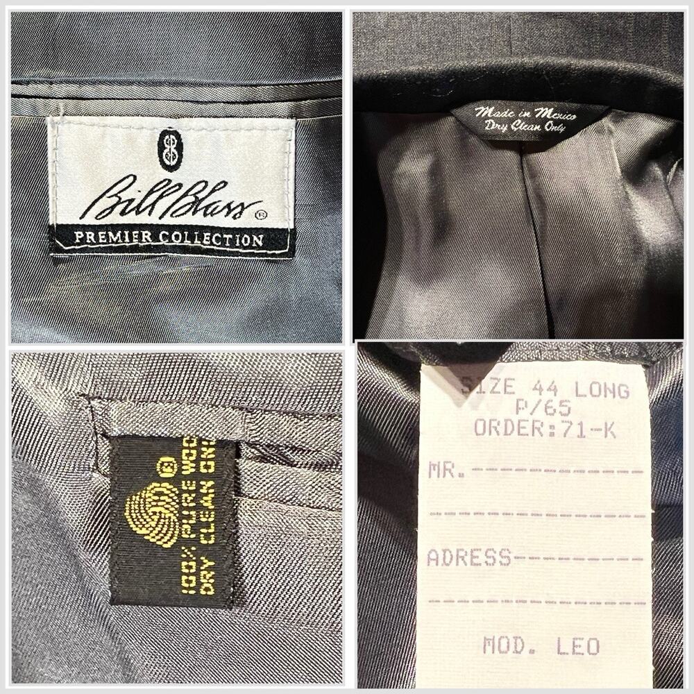 Bill Blass Premiere 44L 40x32 Gray Subtle Brown Stripe Flannel Suit - Picture 16 of 16
